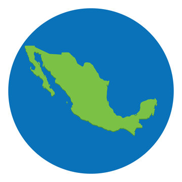 recommend clip art: Mexico map in globe design with blue circle color. Map of Mexico