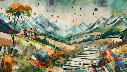 Fototapeta premium Abstract brush background, natural colors background on digital art concept.
