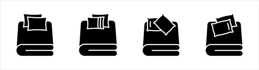 Bed linen set with pillows, bed sheet and duvet cover isolated, on white background.