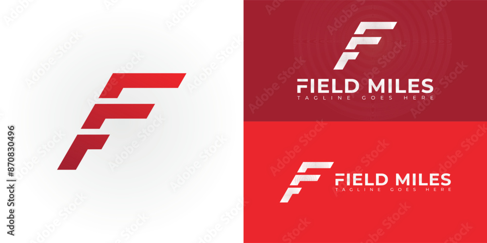 Aufkleber abstract initial letters fm or mf logo in red color isolated on multiple background colors. the logo