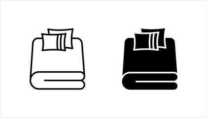 Bed linen set with pillows, bed sheet and duvet cover isolated, on white background.