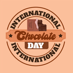World Chocolate Day July 7 Poster chocolate bars, chocolate truffle, chocolate bombs, and sprinkles for celebration Design for a banner, poster, or postcard, background.