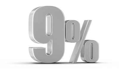 9 Percent Off Sale Silver Number 3D