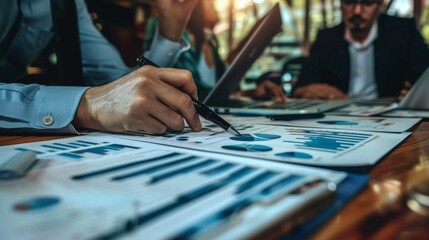 Fototapeta premium Business Advisor Meeting: Analyzing and Discussing Financial Report