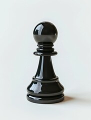 Weathered Black Chess Pawn on a White Background Symbolizes Strategy and Patience - Generative AI
