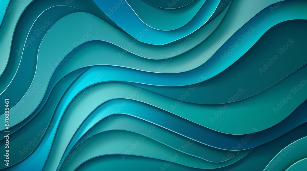 Poster abstract wavy pattern in turquoise tones - an abstract background with wavy lines in shades of turqu
