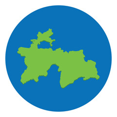 Tajikistan map. Map of Tajikistan in globe design with blue circle