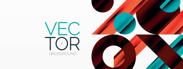 Circle and line geometric background. Round shapes with diagonal lines composition for wallpaper, banner, background or landing