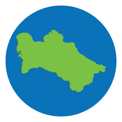 Turkmenistan map. Map of Turkmenistan in globe design with blue circle