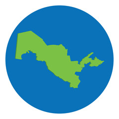Uzbekistan map. Map of Uzbekistan in globe design with blue circle