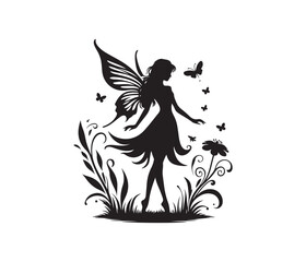 fairy silhouette vector design,awesome hiking svg,high resolution printable hiking atwork