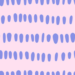 Vector abstract striped seamless pattern. Repeating background with blue ink spotted horizontal lines in hand drawn style. Design for fabric, wallpaper, wrapping paper, cover, poster, invitation