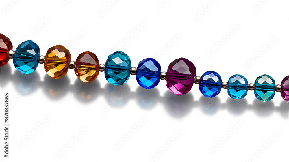 Poster A collection of smooth faceted crystal beads in varying sizes catching and refracting light to create a dazzling effect.