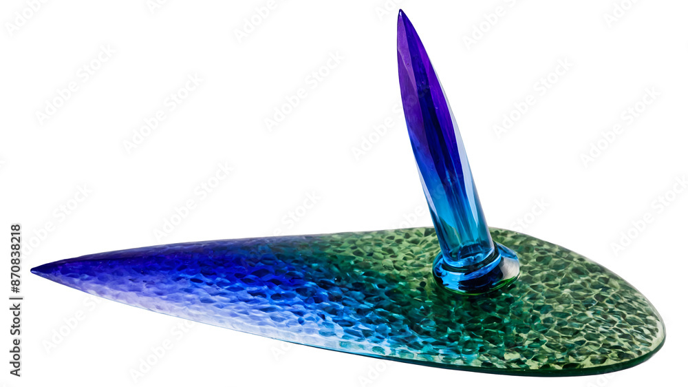 Poster vibrantly colored lightweight airy object featuring various shades of purple blue and green with a t
