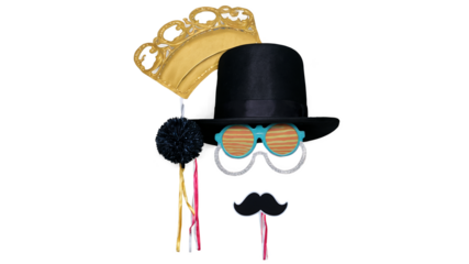 A collection of unique photobooth props that will bring out your playful side. From silly hats and wigs to funky glasses and mustaches these props are sure to liven up any photo