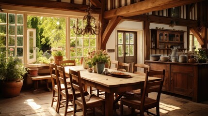 Fototapeta premium beams cottage interior