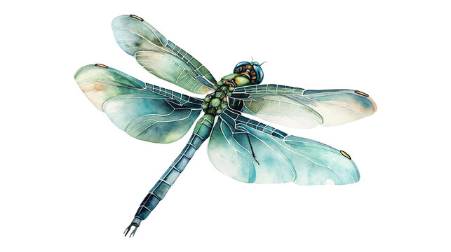 A blue dragonfly with green eyes and a black body