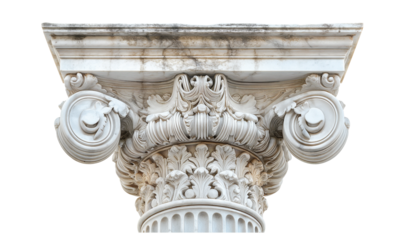antique column detail on transparent background