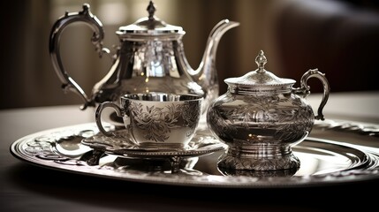 creamer silver tea set