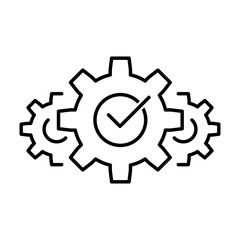 Gear vector sign Compliance icon Equipment with inspection vector icon or sign in thin line style.