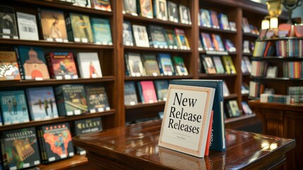 New Release Books in a Bookstore.