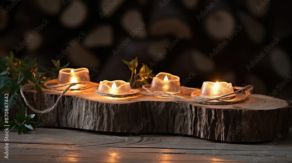 Wall mural natural rustic wood lights