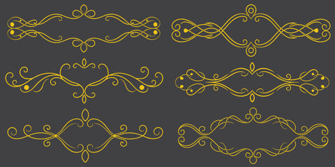 Line art of vintage ornament collection with elegant style 