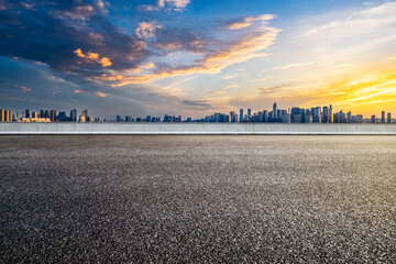 Empty asphalt road and cityscape in modern city © zhao dongfang