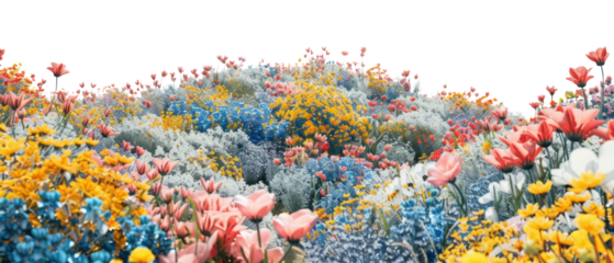 PNG Flower covered mountain colorful landscape vegetation
