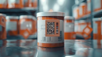 Close Up of a QR Code on a Bottle of Medicine.