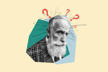 Composite trend artwork sketch image photo collage of empty space aged man senior watch one eye...