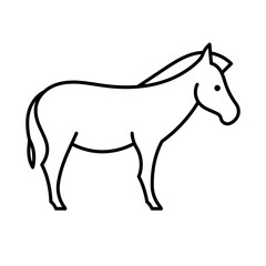 Donkey, line icon. Mule, domestic animal, side view. Minimalist illustration, editable strokes