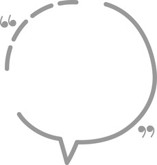 Hand draw doodle Black and white color speech bubble balloon with quotation marks, icon sticker memo keyword planner text box banner, flat isolated png transparent element design