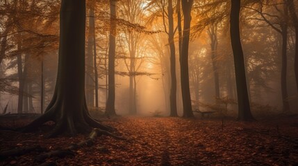 natural autumn mist foggy forest photography