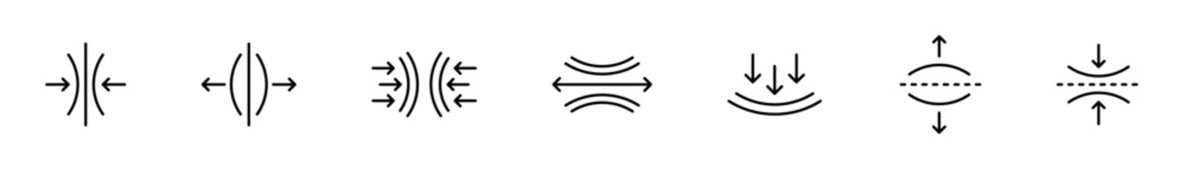Elastic, flexibility icon. Pressure push icons, symbols set. Vector