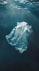 Plastic bags floating in the deep sea