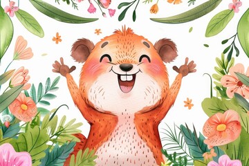 Illustration of cute hamster in watercolor style isolated on background