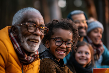 Joyful Multigenerational Family Enjoying Outdoor Activities Together in Autumn