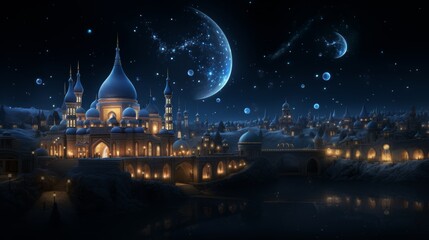 Obraz premium Elegant 3d mosque relief wallpaper exquisite mural for stunning wall art decor