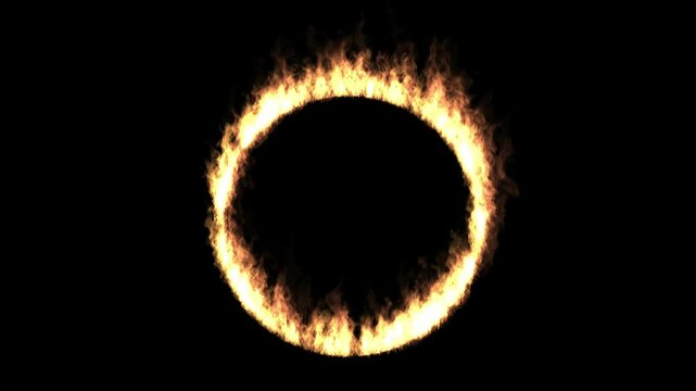 Movement oif ring of fire or circle of fire in burning bright, fiery energy in a hot, glowing design with fire, light, and energy element in black background