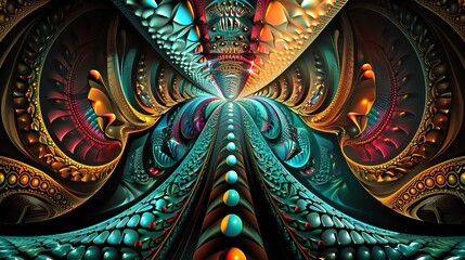 Fototapeta premium Abstract fractal art with intricate patterns and vibrant colors.