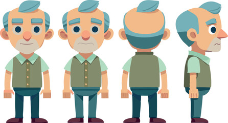 Naklejka premium A man with a beard and a mustache is shown in four different poses