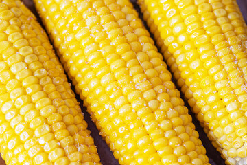 Sweet boiled corn with butter.Summer food