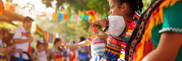 Colorful Traditional Festive Celebration with Children in Vibrant Ethnic Attire Outdoors