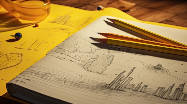 notebook yellow pencil