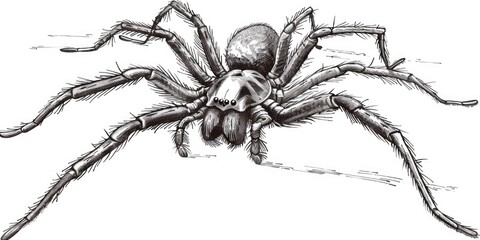 Obraz premium A single spider sits on a plain white background