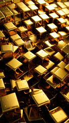 Fototapeta premium shiny gold cubes background, perfect for contemporary and futuristic design projects
