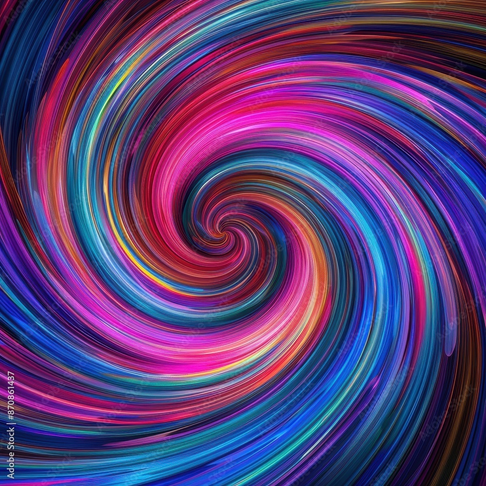 Poster vibrant abstract swirl pattern with bright shades of blue, pink, and purple, creating a dynamic and 