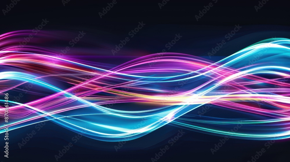 Fototapete vibrant abstract light trails in neon colors on a dark background, creating a dynamic and futuristic