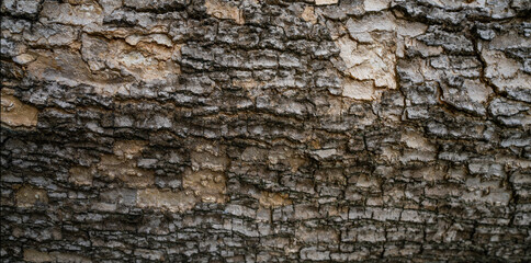 Close-up of tree bark texture background showcasing natural wood patterns and rough grainy surface, ideal for eco-friendly projects and nature-themed designs. Organic material and carbon neutrality.